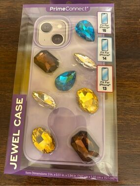 Prime Connect Lavender Jewel Case with Multicolor Gems Fits iPhone 13/14/15 NWT